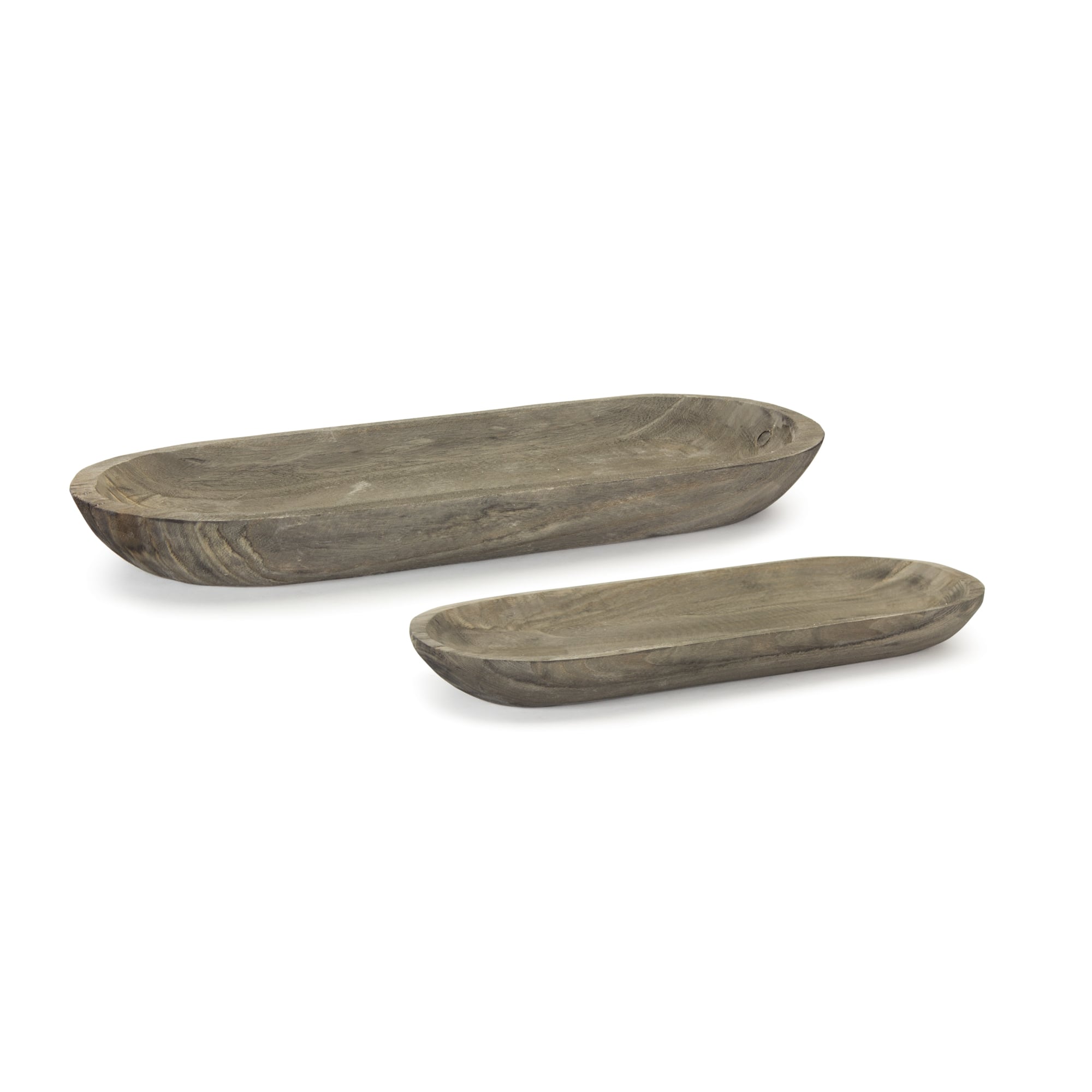 Carved Wooden Tray Set